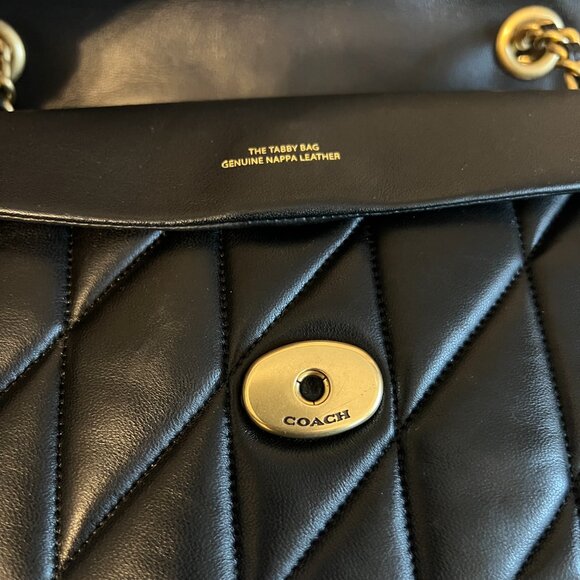 COACH Tabby 26 Quilted Shoulder Crossbody Bag CP150 Black w/ Brass + Dust Bag - Picture 11 of 15